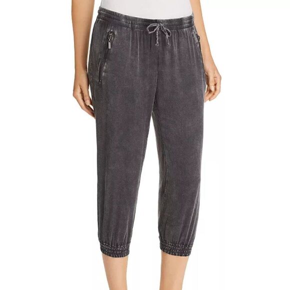 Chaser Black/Gray Acid Wash Cropped Jogger Pants w/Pockets. Medium. NWT. Soft - Picture 1 of 5
